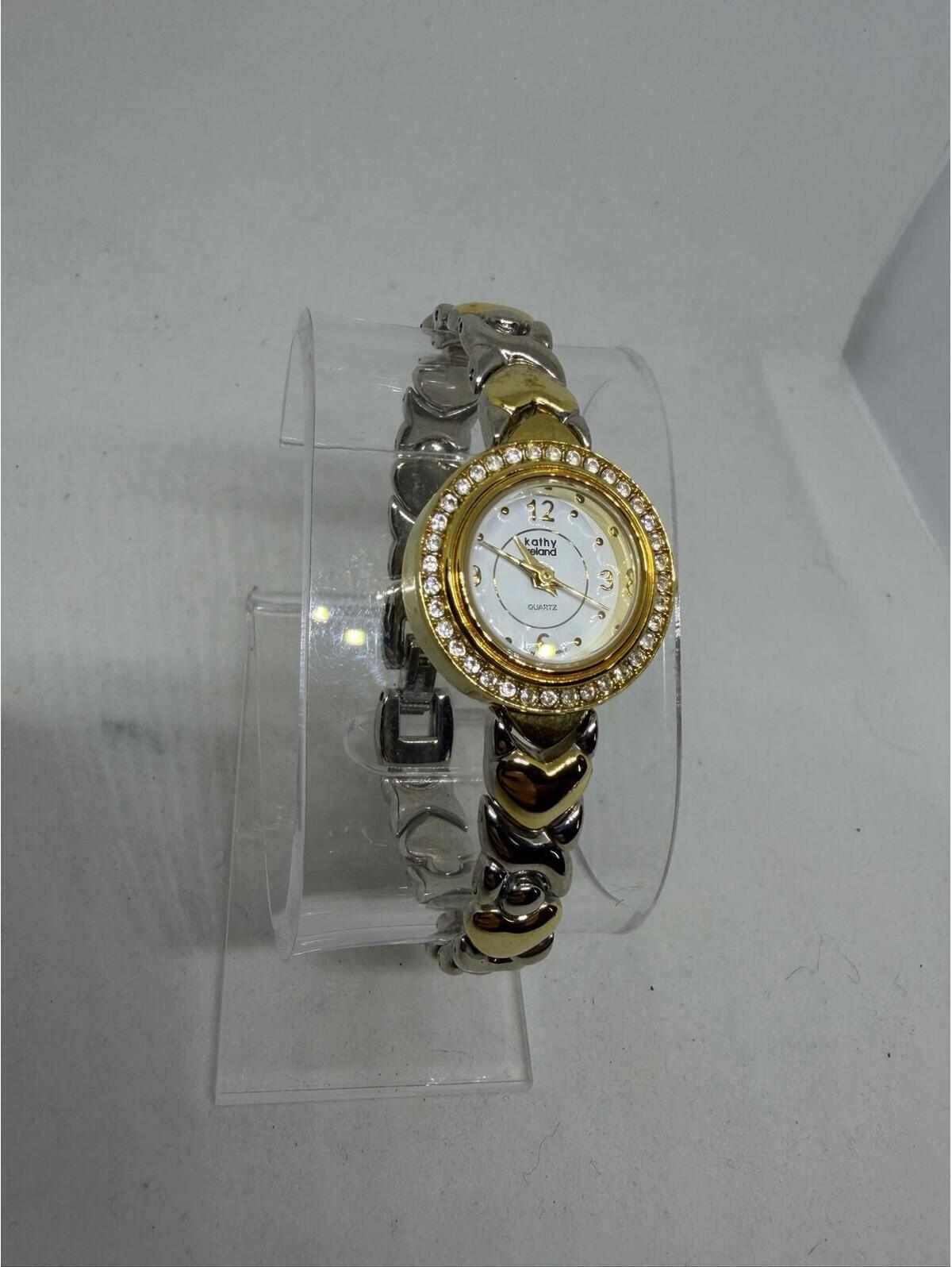 Kathy Ireland Diamond Bezel Gold And Silver Ladies Wrist Watch New Battery